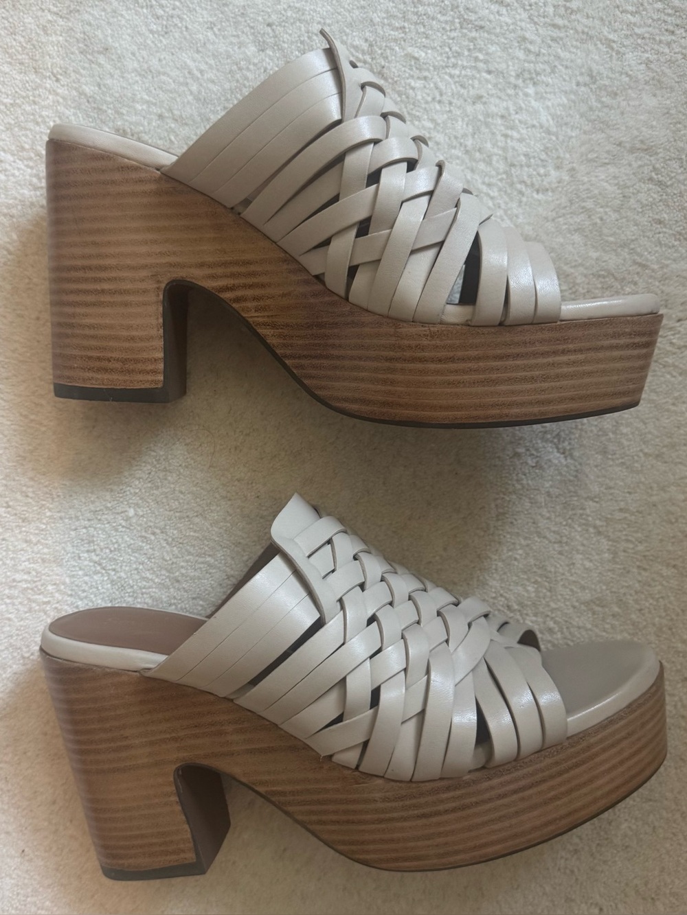 Seychelles “Make You Mine” Wood Bottom Woven Leather Platform Mule - Picture 2 of 9